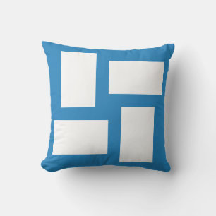 Coussin Bleu pastel royal et design abstrait blanc