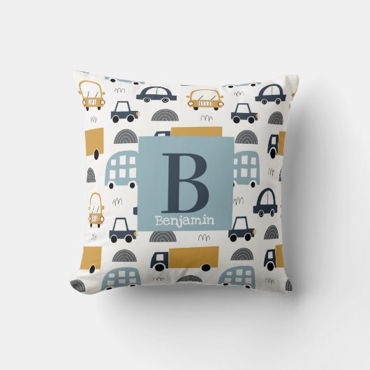Coussin Bleu pastel tendance Baby Monogram Motif voiture (Recto)