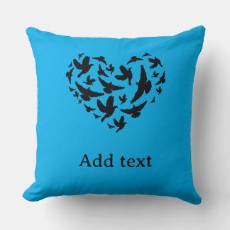 Coussin Bleu Personnalisé Avec Oiseaux Cadeau De C