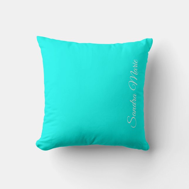 Coussin bleu personnalisé brillant Turquoise (Recto)