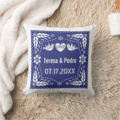 Coussin Bleu picado inséparable fiesta mariage (Couverture)