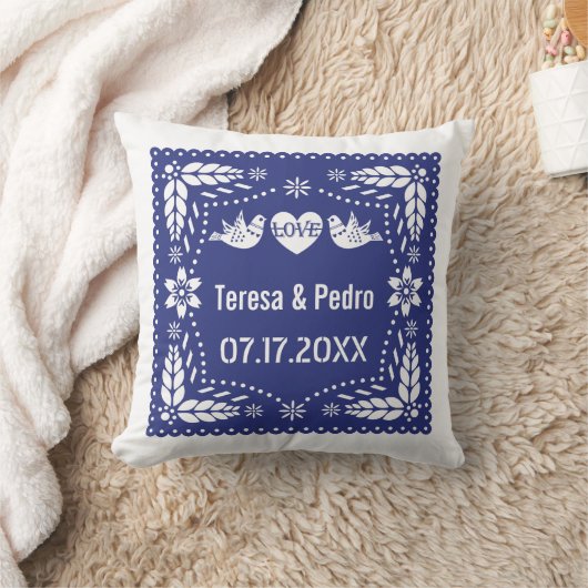 Coussin Bleu picado inséparable fiesta mariage (Couverture)