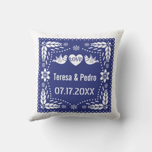 Coussin Bleu picado inséparable fiesta mariage (Verso)