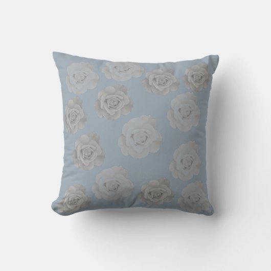 Coussin Bleu Poussiéreux Gris Floral Gris Sombre Élégant C (Recto)