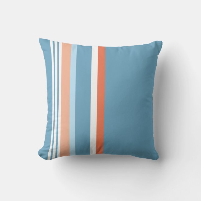 Coussin Bleu (rayure orange) (Recto)