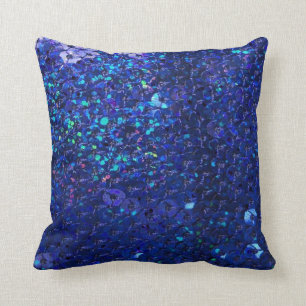 Coussin bleu riche profond de Mojo de paillette