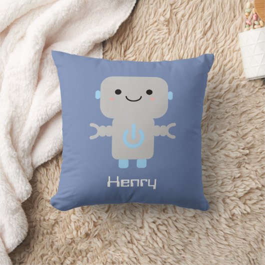 Coussin Bleu robot caricature (Couverture)