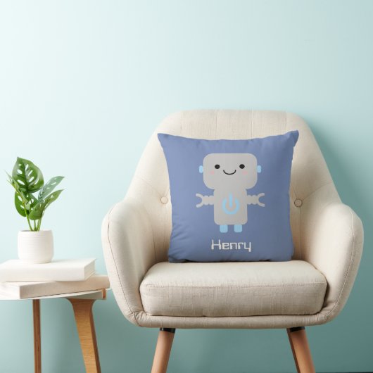 Coussin Bleu robot caricature (Chaise)