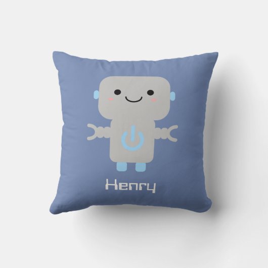 Coussin Bleu robot caricature (Verso)