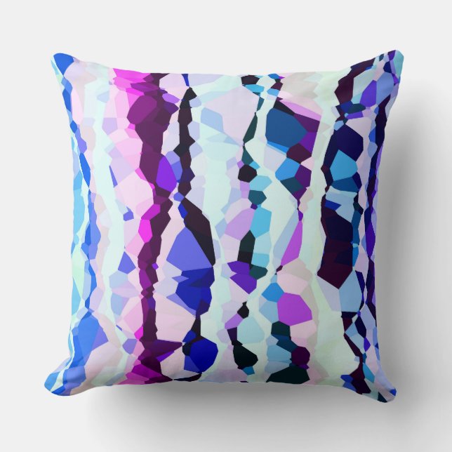 Coussin Bleu, rose et bleu Abstrait (Recto)