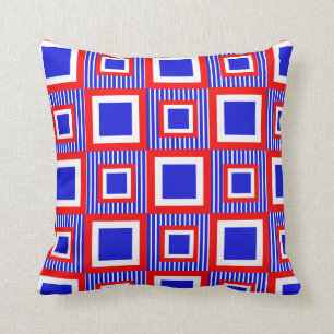 Coussin Bleu rouge géométrique