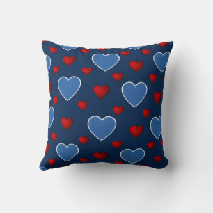 Coussin Bleu Rouge Mignon Cosy Moderne Romantique Chic Cœu