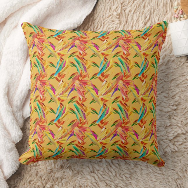 Coussin Bleu rouge violet Abstrait Art Déco Floral (Couverture)