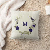 Coussin Bleu royal beige floral (Couverture)