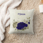Coussin Bleu royal beige floral (Couverture)
