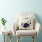 Coussin Bleu royal beige floral (Chaise)