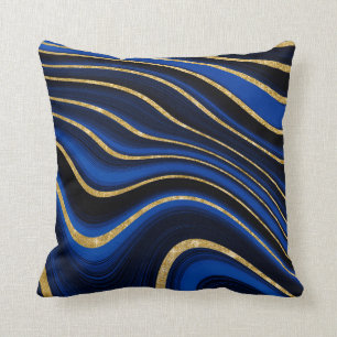 Coussin bleu royal et or 