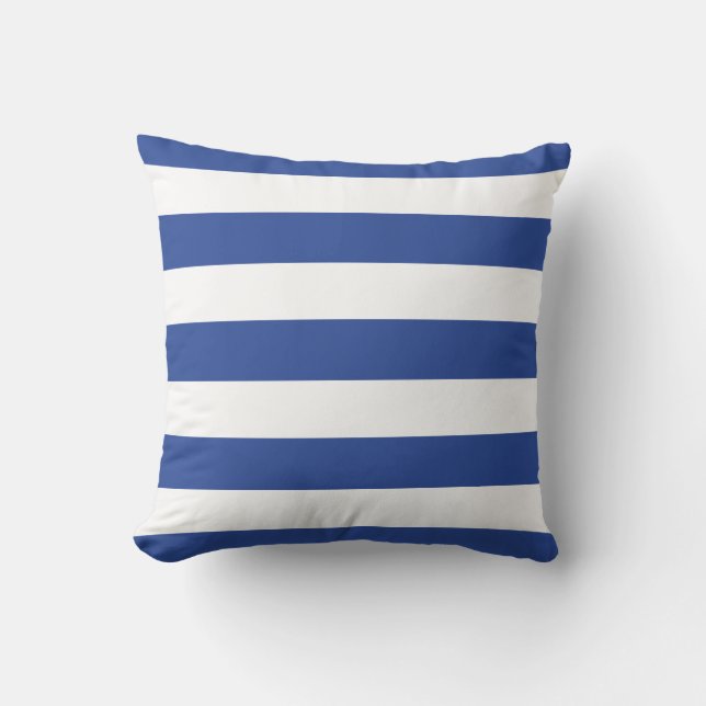 Coussin Bleu royal moderne et rayures blanches (Recto)