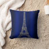 Coussin Bleu Royal & Tour Eiffel Argentée Paris Glamour Mo (Couverture)