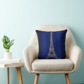Coussin Bleu Royal & Tour Eiffel Argentée Paris Glamour Mo (Chaise)
