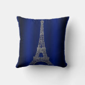 Coussin Bleu Royal & Tour Eiffel Argentée Paris Glamour Mo (Verso)