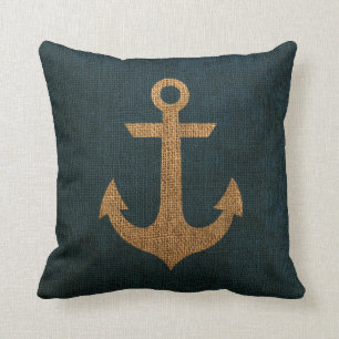 Coussin Bleu rustique d'Ancre