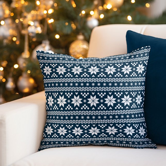 Coussin Bleu Rustique Fair Isle Jeu d'Oreiller (Créateur téléchargé)