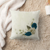 Coussin bleu sarcelle beige floral (Couverture)