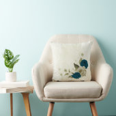 Coussin bleu sarcelle beige floral (Chaise)