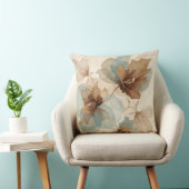 Coussin Bleu sarcelle doux Brun beige Rustique aquarelle F (Chaise)