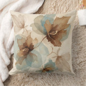 Coussin Bleu sarcelle doux Brun beige Rustique aquarelle F (Couverture)
