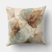 Coussin Bleu sarcelle doux Brun beige Rustique aquarelle F (Verso)