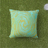 Coussin Bleu sarcelle vert tourbillon abstrait or paillett (Herbe)