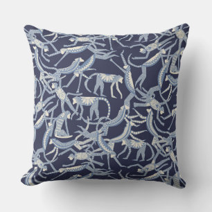 Coussin bleu singe