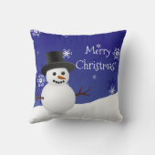 Coussin Bleu Snowman scène d'hiver Jeu d'oreiller de Noël (Verso)