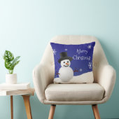 Coussin Bleu Snowman scène d'hiver Jeu d'oreiller de Noël (Chaise)