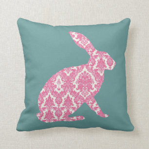 coussin bleu sombre de coussin de rose de damassé