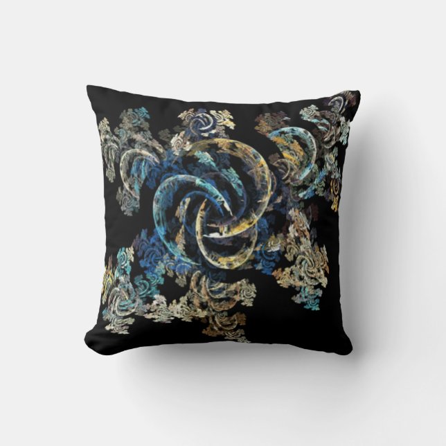 Coussin bleu style fractal (Recto)