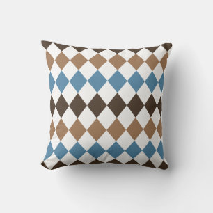 Coussin Bleu, Tan, et harlequin Brown de diamant