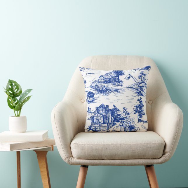 Coussin Bleu Toile Lumbar (Chaise)