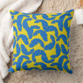 Coussin bleu Tropical Leaf Bright Jaune Retour (Couverture)