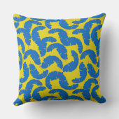 Coussin bleu Tropical Leaf Bright Jaune Retour (Verso)
