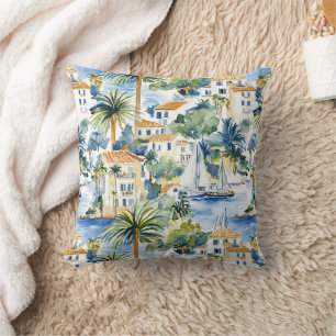 Coussin Bleu Tropical Méditerranée