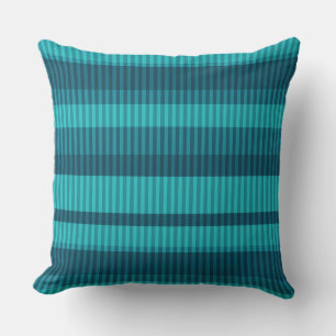 Coussin bleu turquoise nuances rayées motif vertical