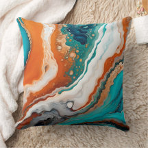 bleu turquoise, rouille et or peinture abstrait