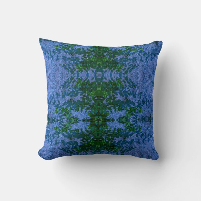 Coussin Bleu vert Botanique (Recto)