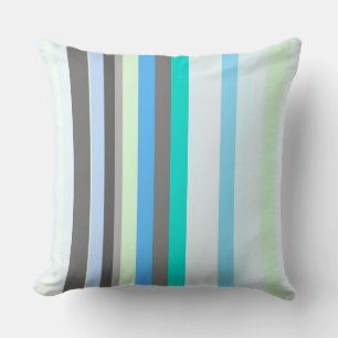 Coussin Bleu, vert et gris Abstrait rayures