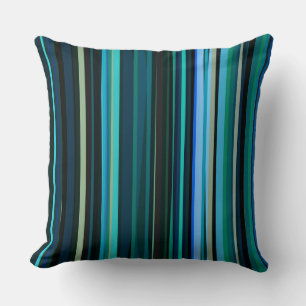 Coussin Bleu, vert et gris Abstrait rayures