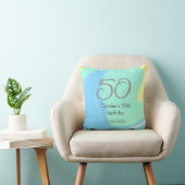 Coussin bleu vert gris 50e anniversaire ajouter nom date r (Chaise)