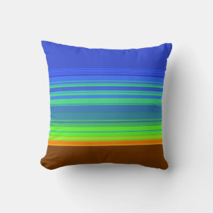 Coussin Bleu Vert jaune Brown rayures